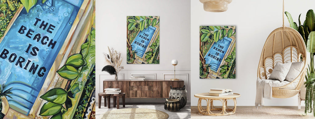 Painting "Off The Deep End" close up and in-situ examples